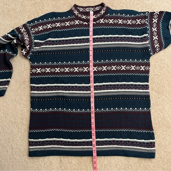 VINTAGE Braunstyle Sweater Womens Large Blue Purple Knit Crew Neck Made in USA - Picture 10 of 11